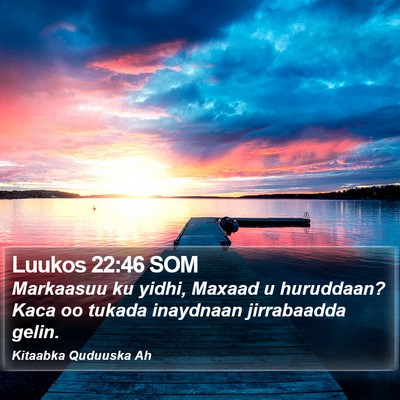 Luukos 22:46 SOM Bible Verse Image