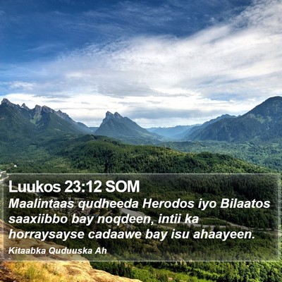 Luukos 23:12 SOM Bible Verse Image