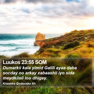 Luukos 23:55 SOM Bible Verse Image