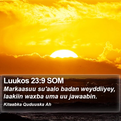 Luukos 23:9 SOM Bible Verse Image