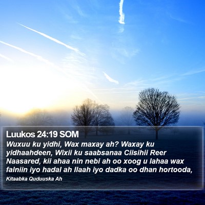 Luukos 24:19 SOM Bible Verse Image