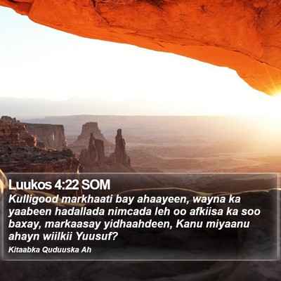 Luukos 4:22 SOM Bible Verse Image