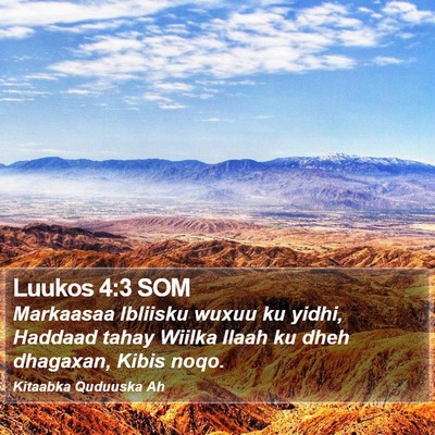 Luukos 4:3 SOM Bible Verse Image