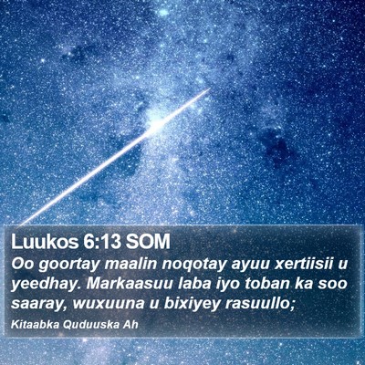 Luukos 6:13 SOM Bible Verse Image