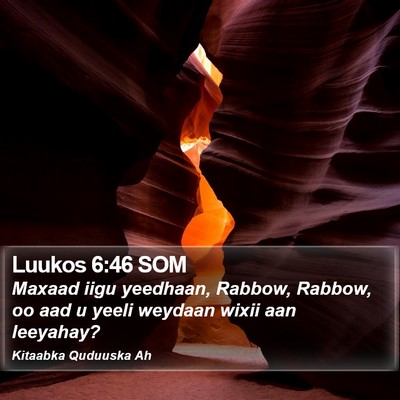 Luukos 6:46 SOM Bible Verse Image