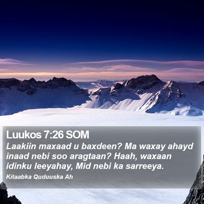 Luukos 7:26 SOM Bible Verse Image