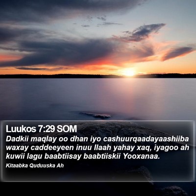 Luukos 7:29 SOM Bible Verse Image