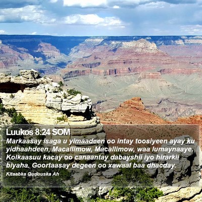 Luukos 8:24 SOM Bible Verse Image