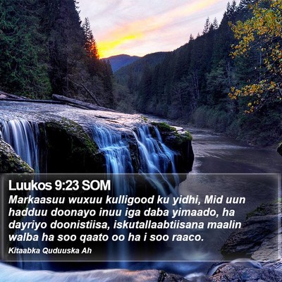 Luukos 9:23 SOM Bible Verse Image