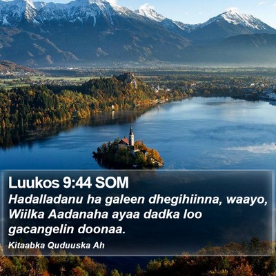 Luukos 9:44 SOM Bible Verse Image