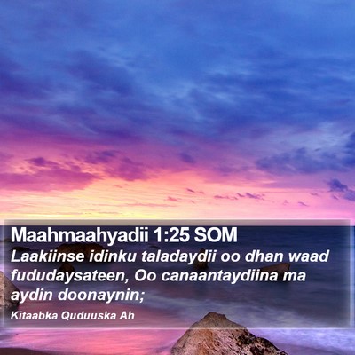 Maahmaahyadii 1:25 SOM Bible Verse Image