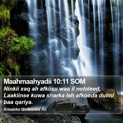 Maahmaahyadii 10:11 SOM Bible Verse Image