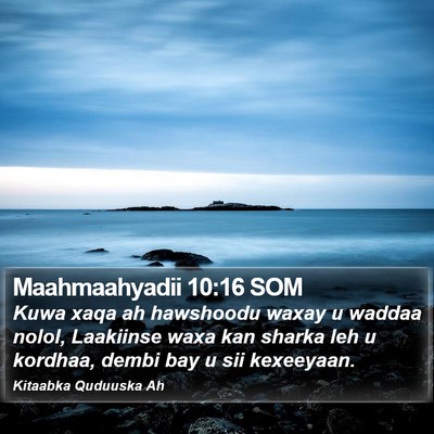 Maahmaahyadii 10:16 SOM Bible Verse Image
