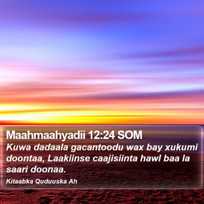 Maahmaahyadii 12:24 SOM Bible Verse Image