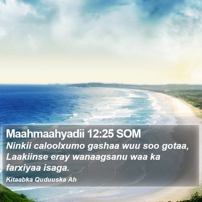 Maahmaahyadii 12:25 SOM Bible Verse Image