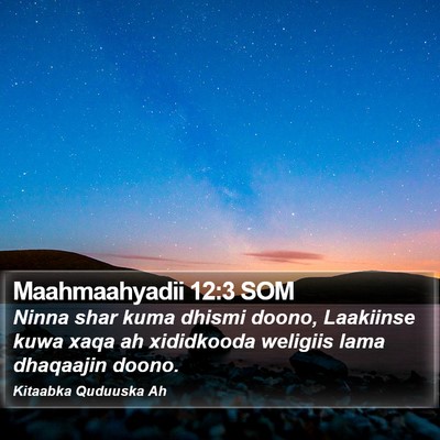 Maahmaahyadii 12:3 SOM Bible Verse Image