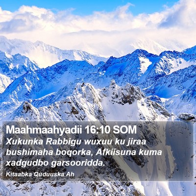 Maahmaahyadii 16:10 SOM Bible Verse Image