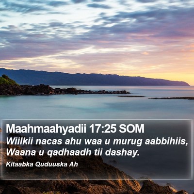 Maahmaahyadii 17:25 SOM Bible Verse Image