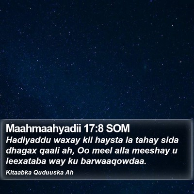 Maahmaahyadii 17:8 SOM Bible Verse Image