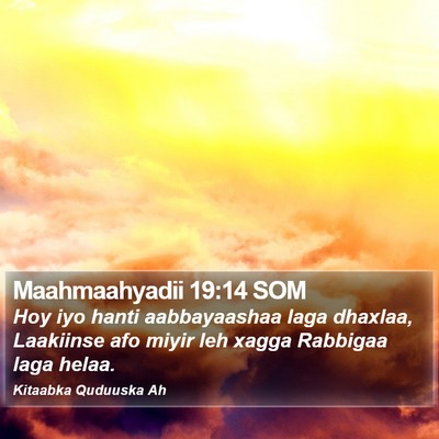 Maahmaahyadii 19:14 SOM Bible Verse Image