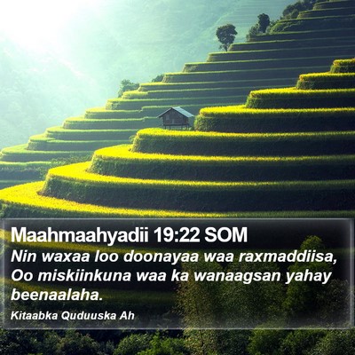 Maahmaahyadii 19:22 SOM Bible Verse Image