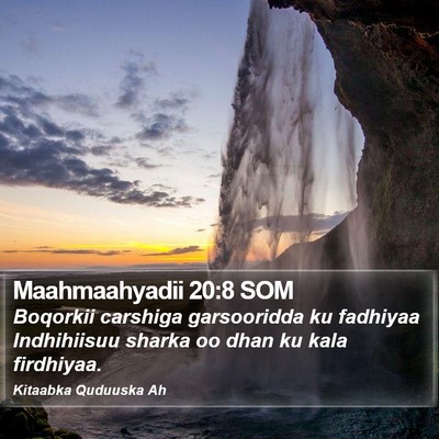 Maahmaahyadii 20:8 SOM Bible Verse Image