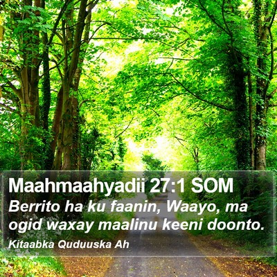 Maahmaahyadii 27:1 SOM Bible Verse Image