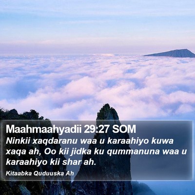 Maahmaahyadii 29:27 SOM Bible Verse Image