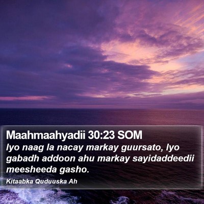 Maahmaahyadii 30:23 SOM Bible Verse Image