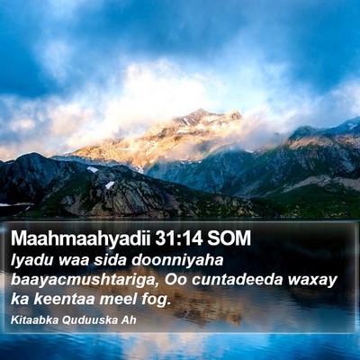 Maahmaahyadii 31:14 SOM Bible Verse Image