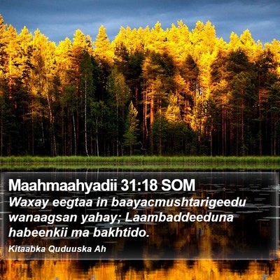 Maahmaahyadii 31:18 SOM Bible Verse Image