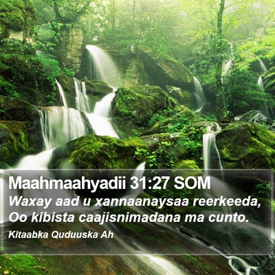 Maahmaahyadii 31:27 SOM Bible Verse Image