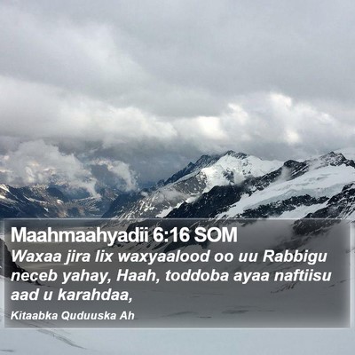 Maahmaahyadii 6:16 SOM Bible Verse Image