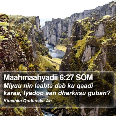 Maahmaahyadii 6:27 SOM Bible Verse Image