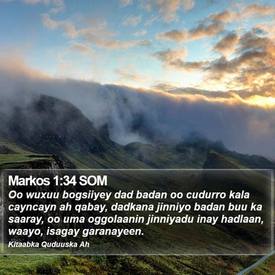 Markos 1:34 SOM Bible Verse Image