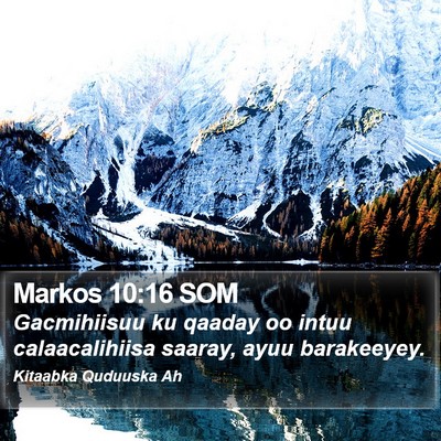 Markos 10:16 SOM Bible Verse Image