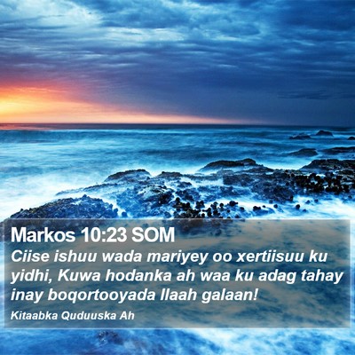 Markos 10:23 SOM Bible Verse Image