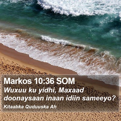 Markos 10:36 SOM Bible Verse Image