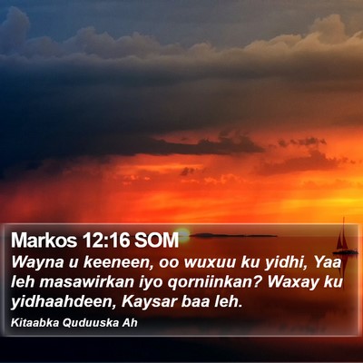 Markos 12:16 SOM Bible Verse Image