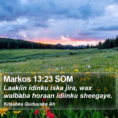 Markos 13:23 SOM Bible Verse Image