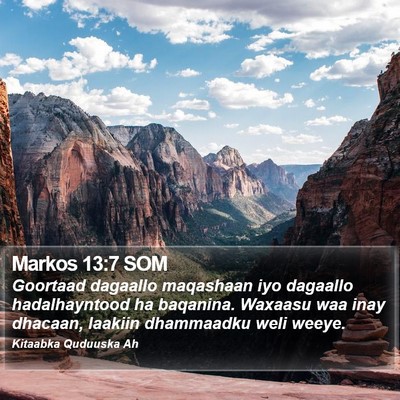 Markos 13:7 SOM Bible Verse Image
