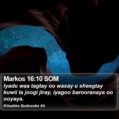 Markos 16:10 SOM Bible Verse Image