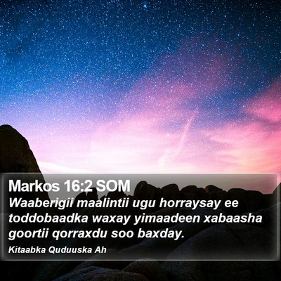 Markos 16:2 SOM Bible Verse Image