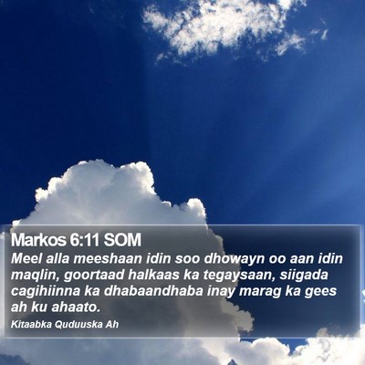 Markos 6:11 SOM Bible Verse Image