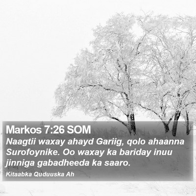 Markos 7:26 SOM Bible Verse Image
