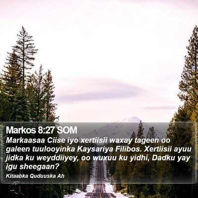 Markos 8:27 SOM Bible Verse Image