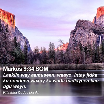 Markos 9:34 SOM Bible Verse Image