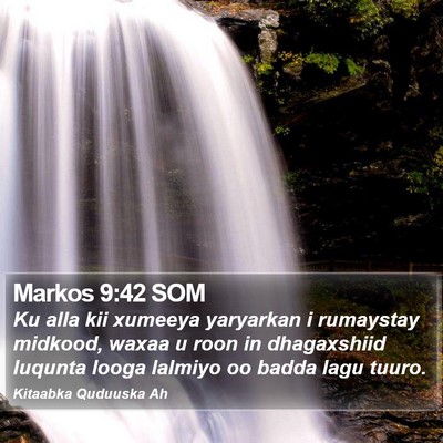 Markos 9:42 SOM Bible Verse Image