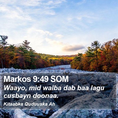 Markos 9:49 SOM Bible Verse Image