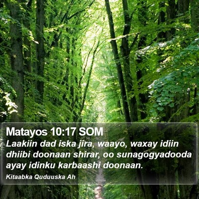 Matayos 10:17 SOM Bible Verse Image
